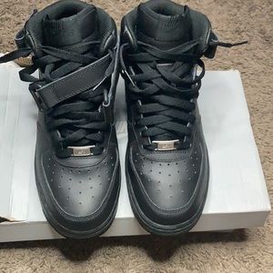 These are the all Black HighTop Air Force 1s